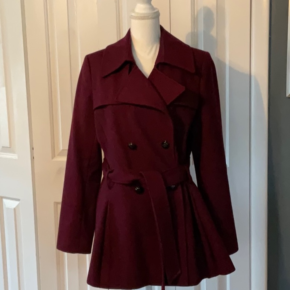 Via Spiga maroon coat Sz 12 wool\poly blend